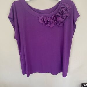 Ruby Rd. Purple Floral Accent Blouse